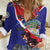 Personalized Belize Coat Of Arms Women Casual Shirt With Black Orchid Flowers - Wonder Print Shop