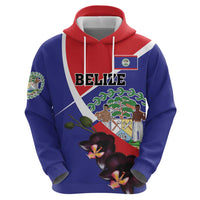 Personalized Belize Coat Of Arms Zip Hoodie With Black Orchid Flowers - Wonder Print Shop