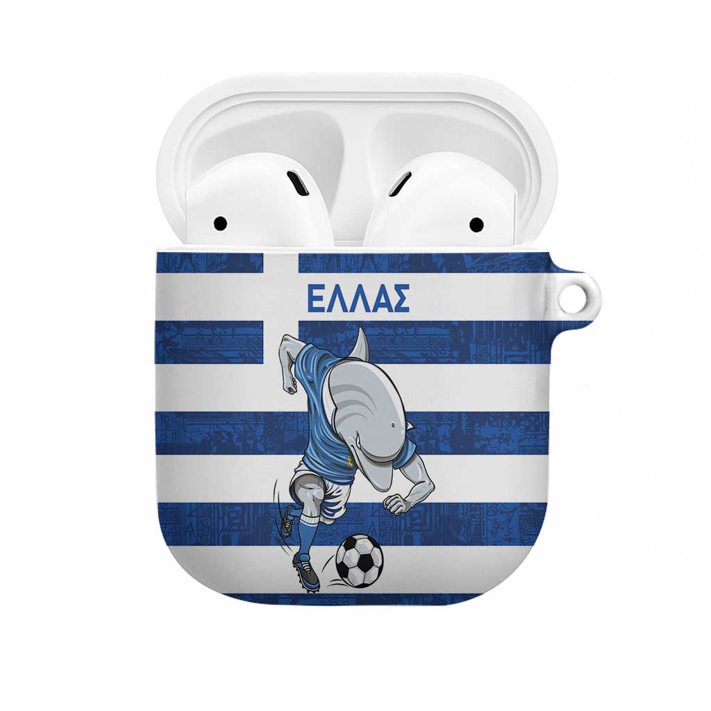 Greece Football AirPods Case Dolphin Mascot Grunge Style - Wonder Print Shop