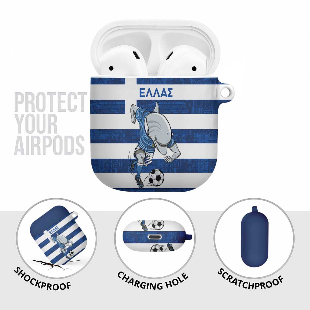 Greece Football AirPods Case Dolphin Mascot Grunge Style - Wonder Print Shop
