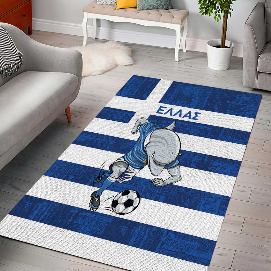 Greece Football Area Rug Dolphin Mascot Grunge Style - Wonder Print Shop