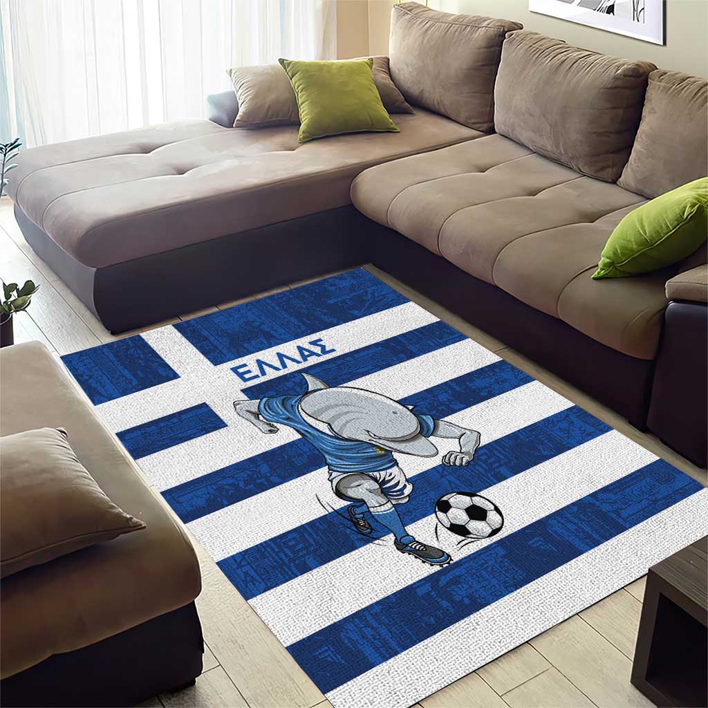 Greece Football Area Rug Dolphin Mascot Grunge Style - Wonder Print Shop