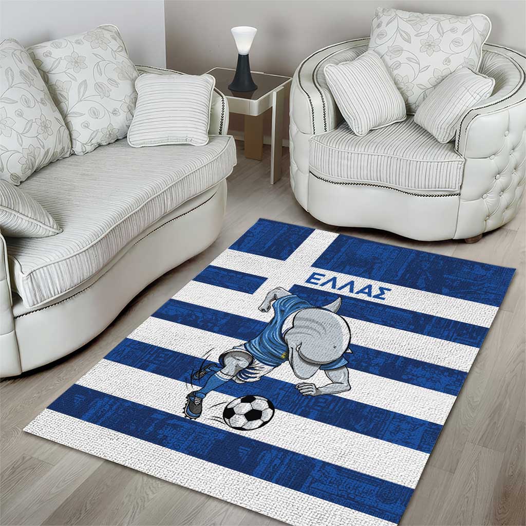 Greece Football Area Rug Dolphin Mascot Grunge Style - Wonder Print Shop