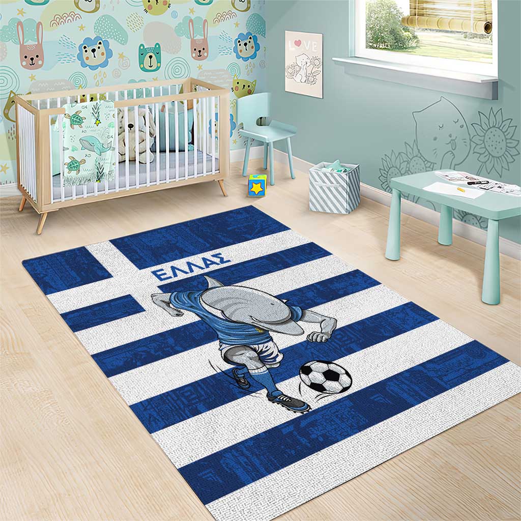 Greece Football Area Rug Dolphin Mascot Grunge Style - Wonder Print Shop