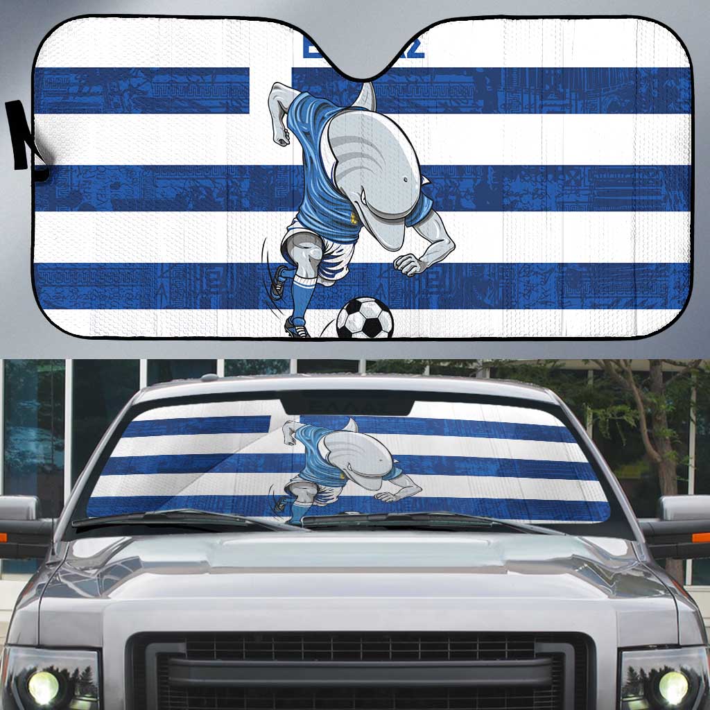 Greece Football Auto Sun Shade Dolphin Mascot Grunge Style - Wonder Print Shop