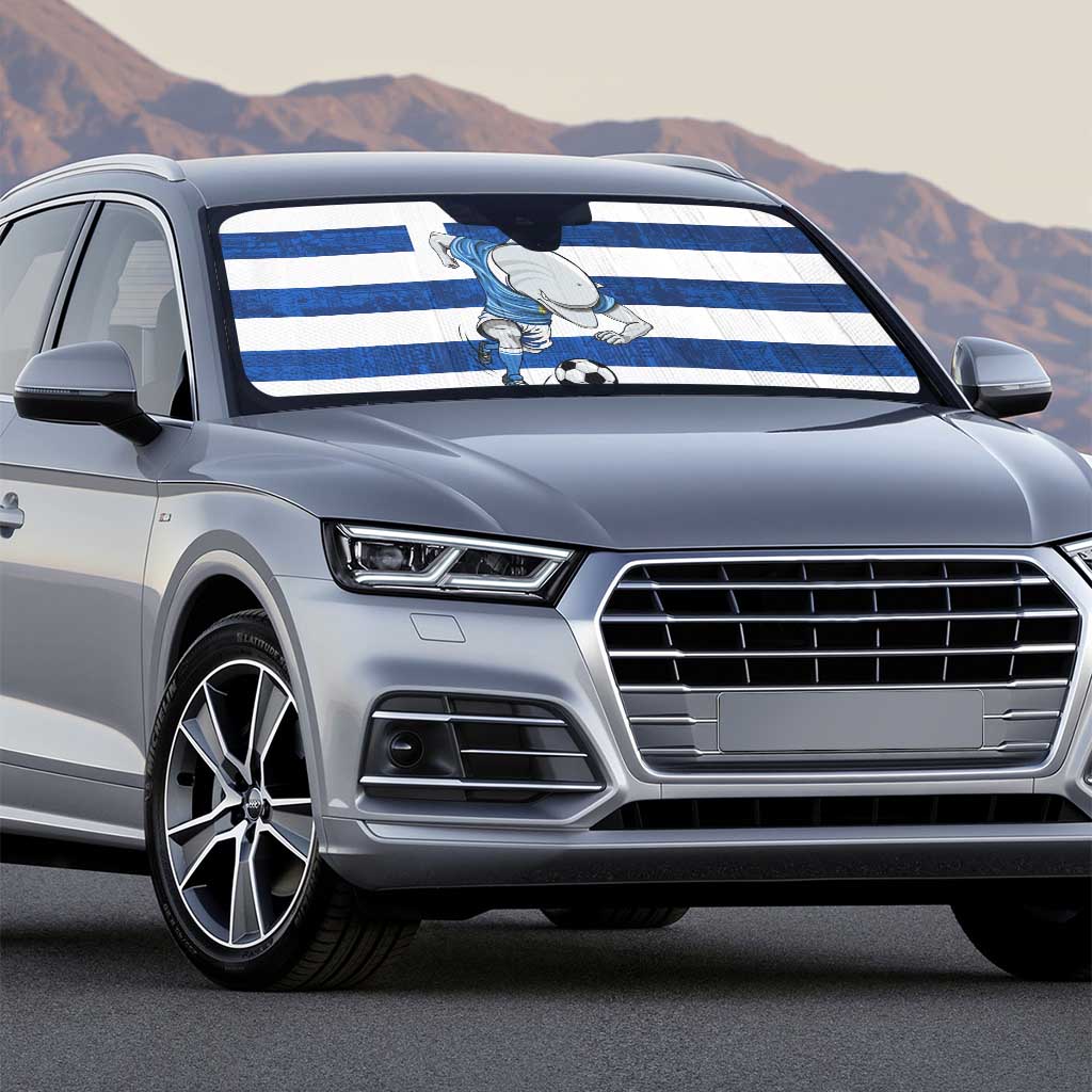 Greece Football Auto Sun Shade Dolphin Mascot Grunge Style - Wonder Print Shop