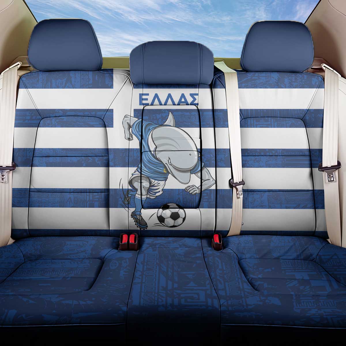 Greece Football Back Car Seat Cover Dolphin Mascot Grunge Style - Wonder Print Shop