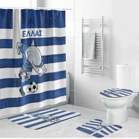Greece Football Bathroom Set Dolphin Mascot Grunge Style - Wonder Print Shop