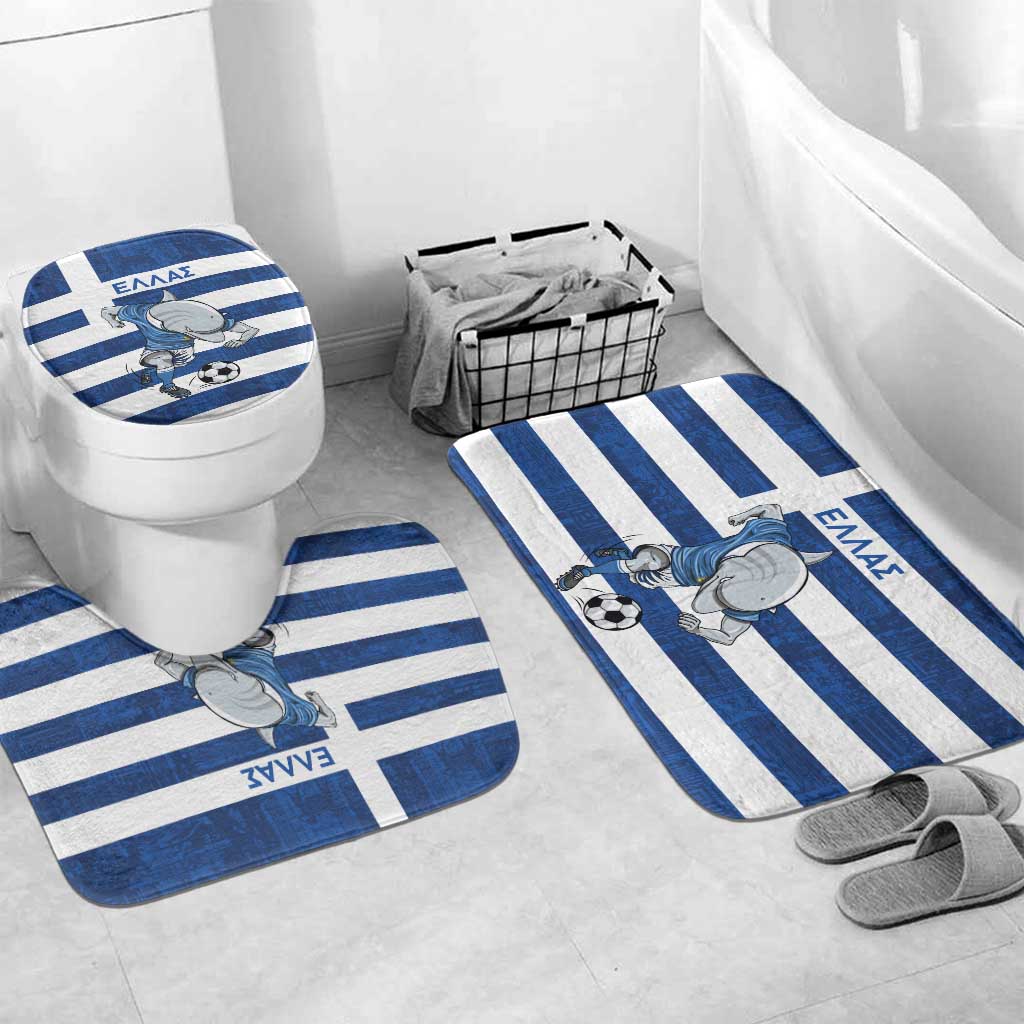 Greece Football Bathroom Set Dolphin Mascot Grunge Style - Wonder Print Shop