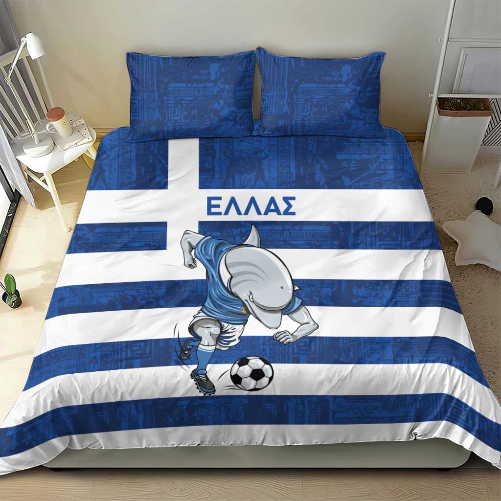 Greece Football Bedding Set Dolphin Mascot Grunge Style - Wonder Print Shop