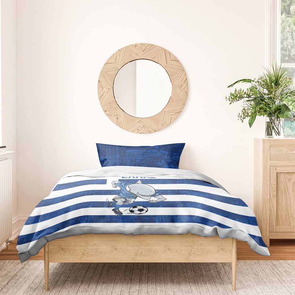Greece Football Bedding Set Dolphin Mascot Grunge Style - Wonder Print Shop