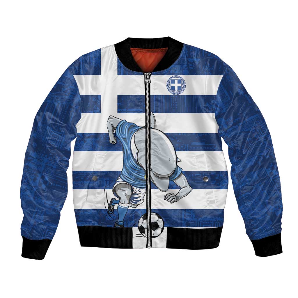 Greece Football Bomber Jacket Dolphin Mascot Grunge Style - Wonder Print Shop