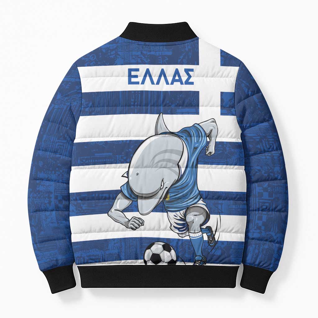 Greece Football Bomber Puffer Jacket Dolphin Mascot Grunge Style - Wonder Print Shop