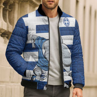 Greece Football Bomber Puffer Jacket Dolphin Mascot Grunge Style - Wonder Print Shop