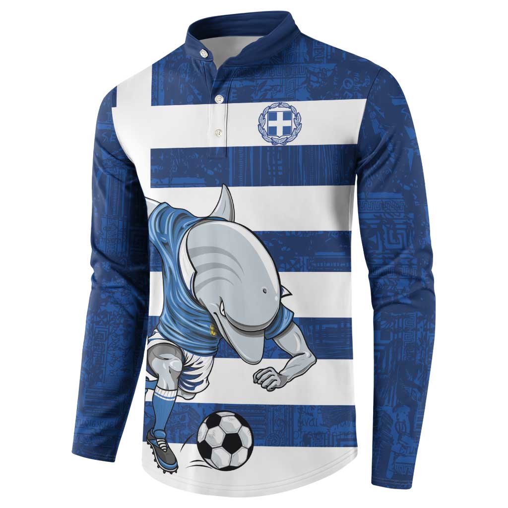 Greece Football Button Sweatshirt Dolphin Mascot Grunge Style - Wonder Print Shop