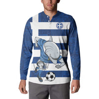 Greece Football Button Sweatshirt Dolphin Mascot Grunge Style - Wonder Print Shop