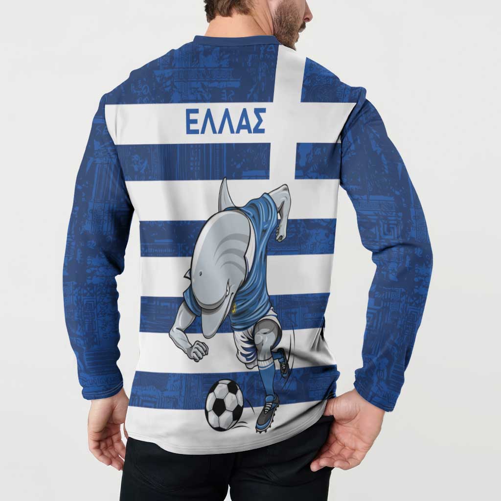Greece Football Button Sweatshirt Dolphin Mascot Grunge Style - Wonder Print Shop