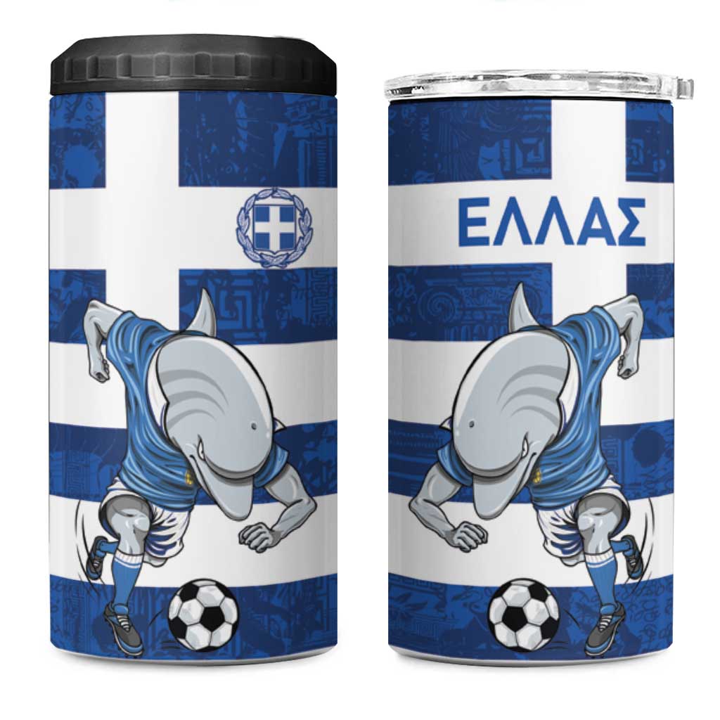Greece Football 4 in 1 Can Cooler Tumbler Dolphin Mascot Grunge Style - Wonder Print Shop