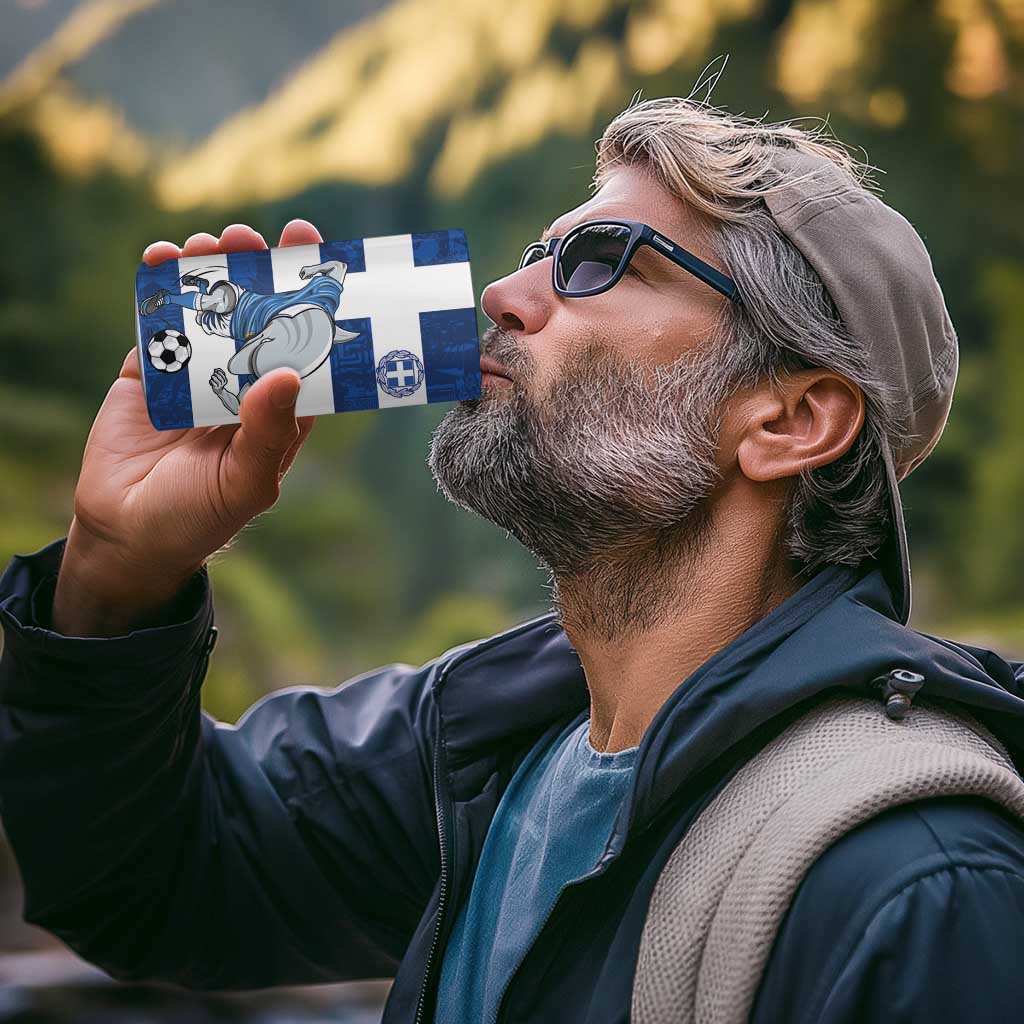 Greece Football 4 in 1 Can Cooler Tumbler Dolphin Mascot Grunge Style - Wonder Print Shop