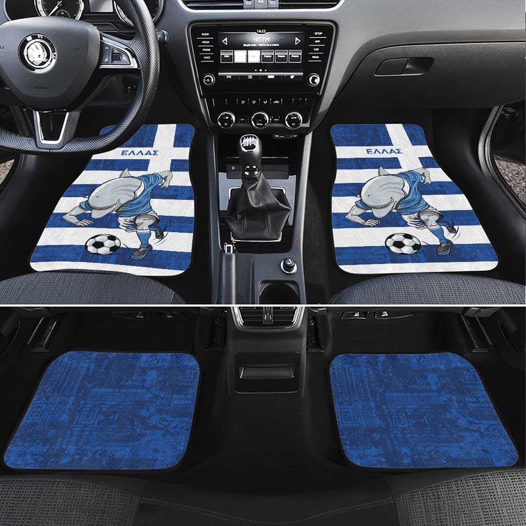 Greece Football Car Mats Dolphin Mascot Grunge Style - Wonder Print Shop