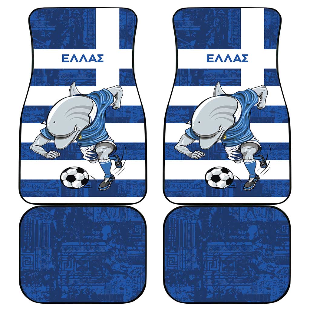 Greece Football Car Mats Dolphin Mascot Grunge Style - Wonder Print Shop