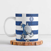 Greece Football Ceramic Mug Dolphin Mascot Grunge Style - Wonder Print Shop