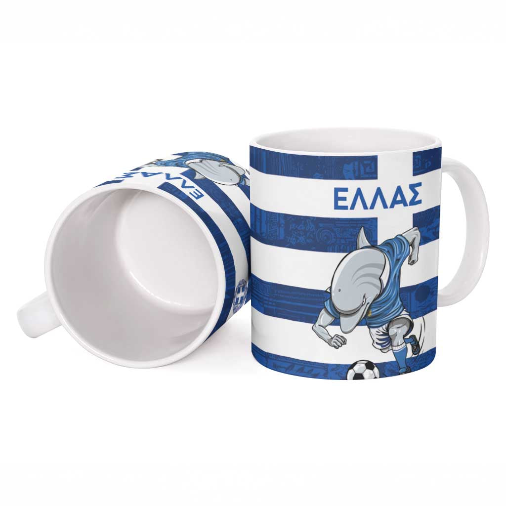 Greece Football Ceramic Mug Dolphin Mascot Grunge Style - Wonder Print Shop