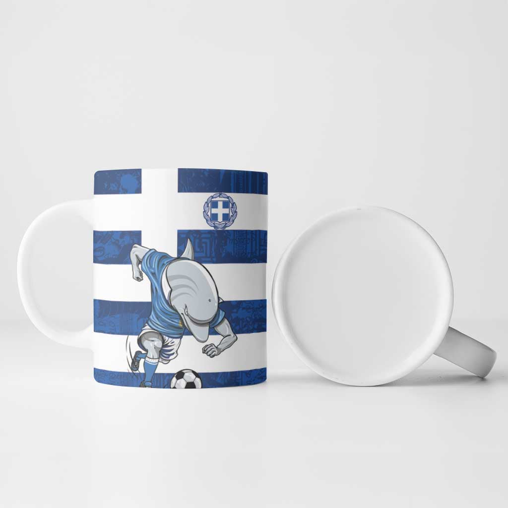 Greece Football Ceramic Mug Dolphin Mascot Grunge Style - Wonder Print Shop
