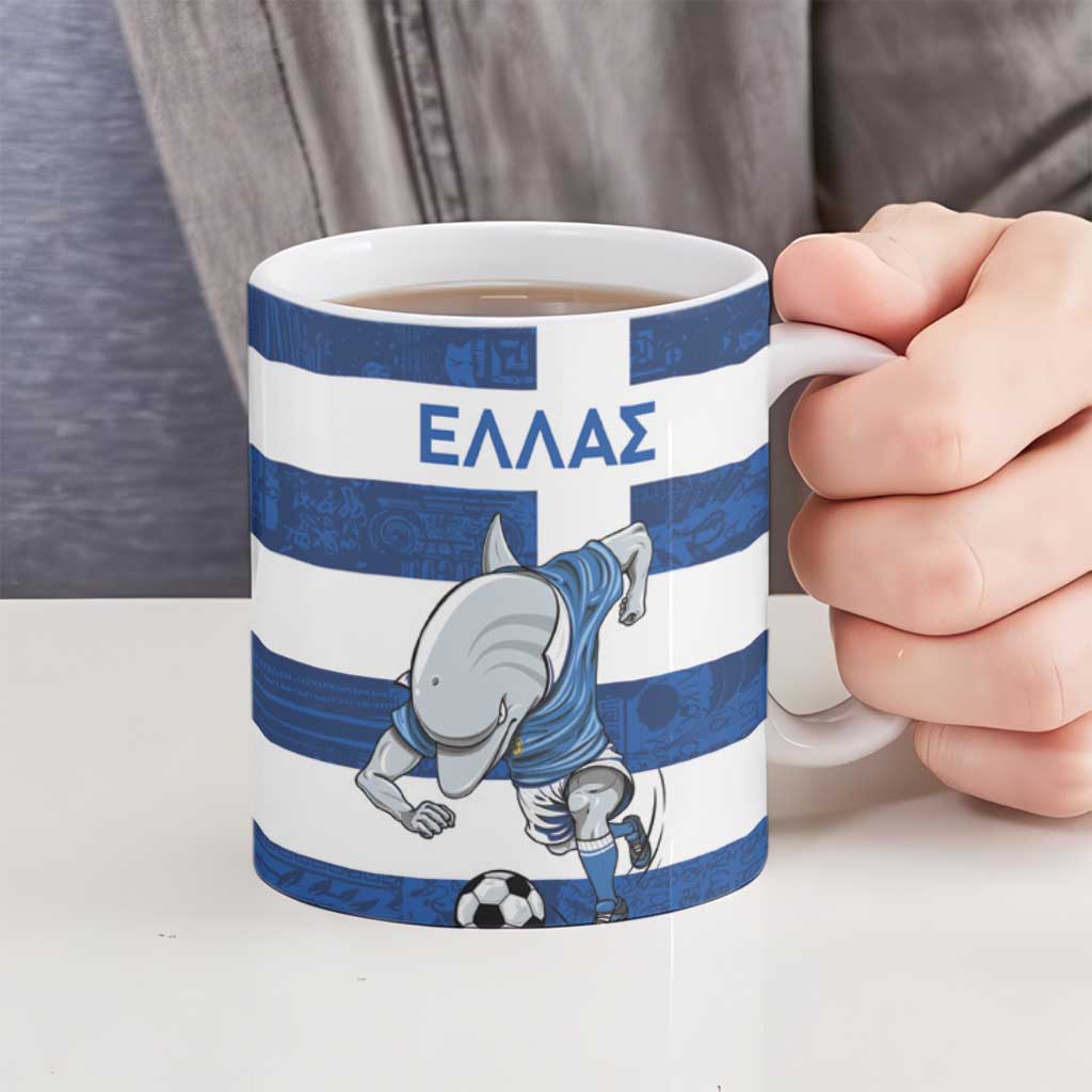Greece Football Ceramic Mug Dolphin Mascot Grunge Style - Wonder Print Shop