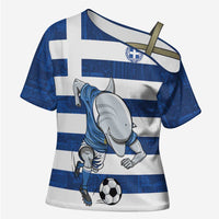 Greece Football Cross Shoulder Shirt Dolphin Mascot Grunge Style - Wonder Print Shop