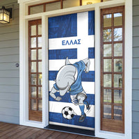 Greece Football Door Cover Dolphin Mascot Grunge Style - Wonder Print Shop
