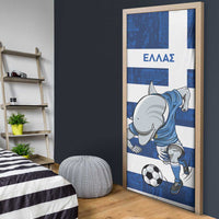 Greece Football Door Cover Dolphin Mascot Grunge Style - Wonder Print Shop