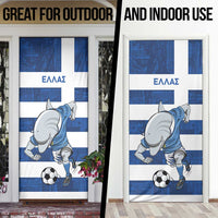 Greece Football Door Cover Dolphin Mascot Grunge Style - Wonder Print Shop