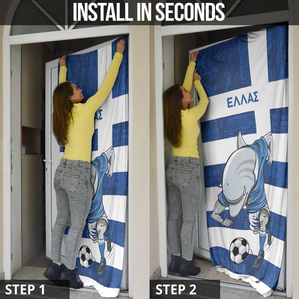 Greece Football Door Cover Dolphin Mascot Grunge Style - Wonder Print Shop