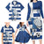 Greece Football Family Matching Long Sleeve Bodycon Dress and Hawaiian Shirt Dolphin Mascot Grunge Style - Wonder Print Shop