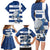 Greece Football Family Matching Long Sleeve Bodycon Dress and Hawaiian Shirt Dolphin Mascot Grunge Style - Wonder Print Shop