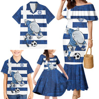 Greece Football Family Matching Mermaid Dress and Hawaiian Shirt Dolphin Mascot Grunge Style - Wonder Print Shop