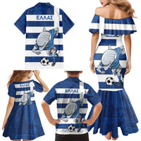 Greece Football Family Matching Mermaid Dress and Hawaiian Shirt Dolphin Mascot Grunge Style - Wonder Print Shop