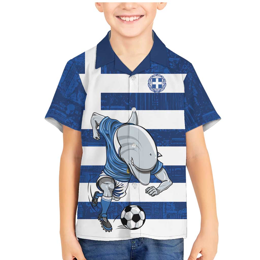 Greece Football Family Matching Mermaid Dress and Hawaiian Shirt Dolphin Mascot Grunge Style - Wonder Print Shop