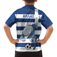 Greece Football Family Matching Off The Shoulder Long Sleeve Dress and Hawaiian Shirt Dolphin Mascot Grunge Style - Wonder Print Shop