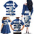 Greece Football Family Matching Off The Shoulder Long Sleeve Dress and Hawaiian Shirt Dolphin Mascot Grunge Style - Wonder Print Shop