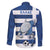 Greece Football Family Matching Off The Shoulder Long Sleeve Dress and Hawaiian Shirt Dolphin Mascot Grunge Style - Wonder Print Shop