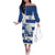 Greece Football Family Matching Off The Shoulder Long Sleeve Dress and Hawaiian Shirt Dolphin Mascot Grunge Style - Wonder Print Shop