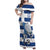 Greece Football Family Matching Off Shoulder Maxi Dress and Hawaiian Shirt Dolphin Mascot Grunge Style - Wonder Print Shop