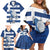 Greece Football Family Matching Off Shoulder Short Dress and Hawaiian Shirt Dolphin Mascot Grunge Style - Wonder Print Shop