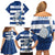 Greece Football Family Matching Off Shoulder Short Dress and Hawaiian Shirt Dolphin Mascot Grunge Style - Wonder Print Shop