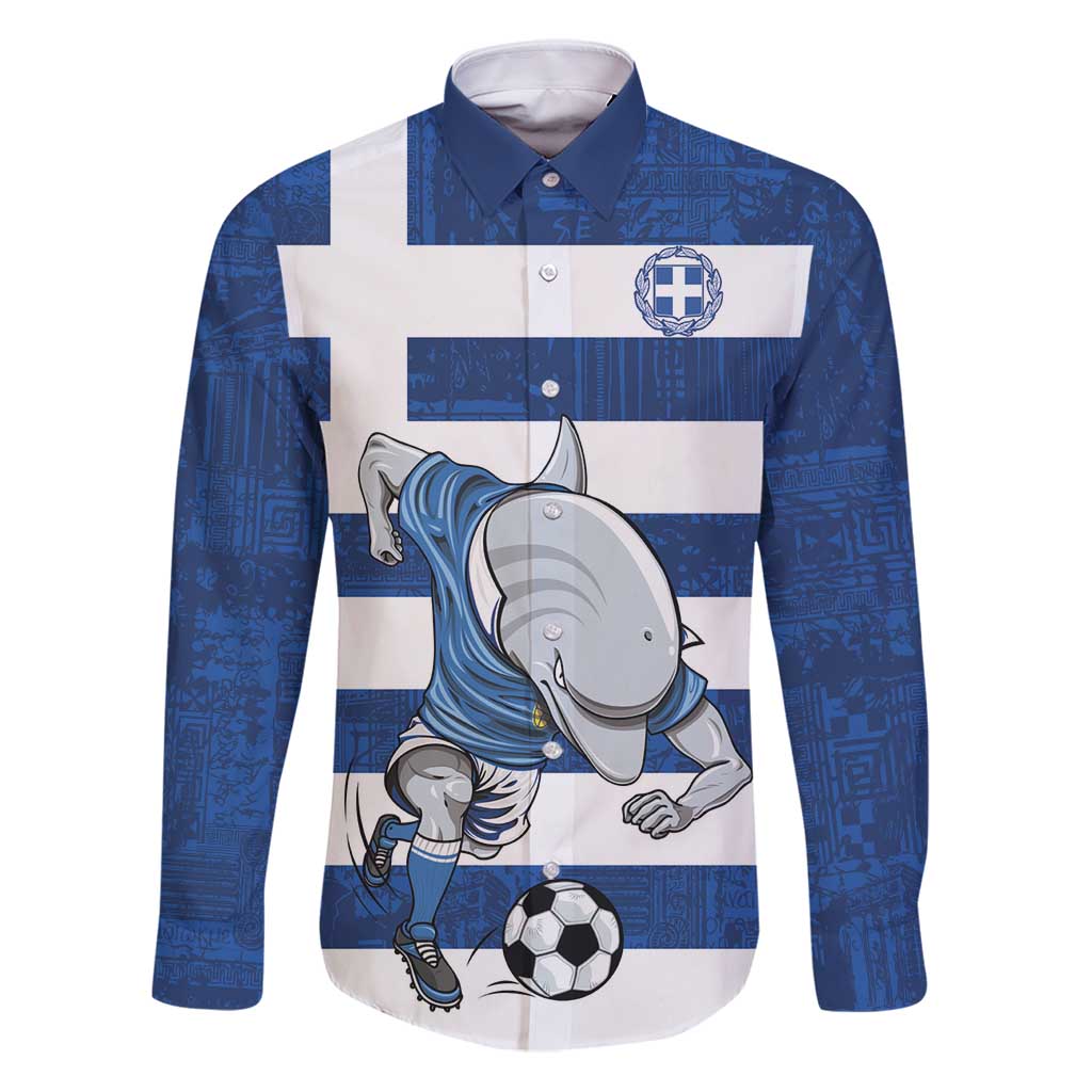 Greece Football Family Matching Puletasi and Hawaiian Shirt Dolphin Mascot Grunge Style - Wonder Print Shop