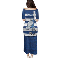 Greece Football Family Matching Puletasi and Hawaiian Shirt Dolphin Mascot Grunge Style - Wonder Print Shop