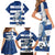 Greece Football Family Matching Short Sleeve Bodycon Dress and Hawaiian Shirt Dolphin Mascot Grunge Style - Wonder Print Shop