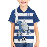 Greece Football Family Matching Short Sleeve Bodycon Dress and Hawaiian Shirt Dolphin Mascot Grunge Style - Wonder Print Shop